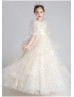 Beaded Ivory Lace Tulle Chic Flower Girl Dress Beaded Ivory Lace Tulle Chic Flower Girl Dress